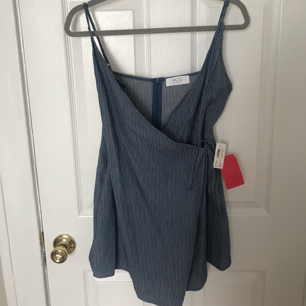 Blue striped romper